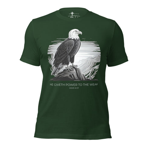 He Giveth Power to the Weak Christian Bible Verse T-Shirt